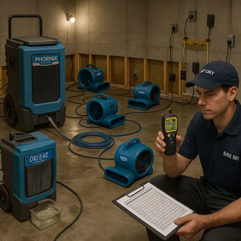 Structural Drying and Dehumidification process in Fort Madison, IA
